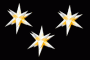 Sterne klein 3er Set- Gelb mit weißen Spitzen16 cm