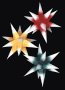Sterne klein 3er Set- Rot/Gelb/Grün mit weißen Spitzen 16 cm
