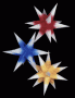 Sterne klein 3er Set- Rot/Gelb/Blau mit weißen Spitzen 16 cm
